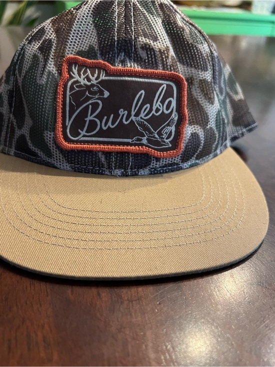 BURLEBO Other - BURLEBO Camo Mesh Snapback with Tan Brim and Orange-Trim Patch